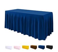 Jieqier Mantel y falda de mesa de una pieza para mesas plegables, mantel ajustable de elastano de 6 pies con falda de volantes para bodas, banquetes, baby showers, fiestas, proveedores (azul rey)