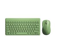 JieruiDeng - Teclado compacto y mouse combinado, 79 teclas, retro, lindo, 2.4 G, USB, inalámbrico, silencioso, juego de ratones para laptop, escritorio, PC, iPad (verde)