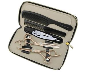 JIESENYU Peluquero Profesional 6 pulgadas Tijeras de peluquería Tijeras de corte de oro 440C de alta calidad y juego de tijeras para el cabello escaso