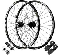 JIESOO Juego Ruedas Bicicleta MTB, Llanta Bicicleta con Freno Disco, Bujes Rodamiento Sellados 135 Mm, Rueda Montaña 32 Radios for Casete 7-11 Velocidades(Qr Pair,26 Inch)