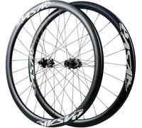 JIESOO Juego Ruedas Carbono Bicicleta Carretera 700C, Llanta 50 Mm, Eje Pasante, Rodamientos Sellados HG142 Mm Freno Disco Ruedas Carreras Ciclismo Radios 24H(QR 9 * 100mm/10 * 135mm,50MM)