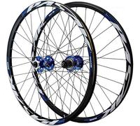 JIESOO Juego Ruedas MTB, Ruedas Bicicleta Montaña Liberación Rápida con Freno Disco Llanta Delantera Y Trasera Aleación Doble Capa for Casete 7-12 Velocidades Y 32 Orificios(Blue,26inch)