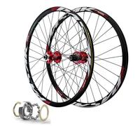 JIESOO Llanta Bicicleta Montaña 26 Pulgadas con Freno Disco,32 Radios, Bujes Rodamientos Sellados QR Rueda Delantera Y Trasera 27,5 Y 29 Pulgadas, For Cassette 7 A 11 Velocidades(Red,27.5 Inch)