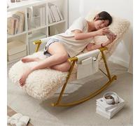 JIESOO Mecedora Moderna Interior Sillón Mecedor con Acento Cojín Terciopelo For Sala Estar, Dormitorio Y Oficina(Golden Legs)