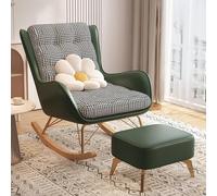 JIESOO Sillón Mecedor Tapizado Moderno Sillón Mecedor con Respaldo Alto Y Reposabrazos, Ideal For Sala Estar Y Dormitorio(Green)