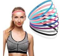 Jieunnxx - Juego de 9 diademas elásticas y antideslizantes para mujer, diadema fina para hombre, multicolor, para deportes, adecuada para fútbol