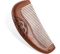 Jieunnxx Peine antiestático de madera de melocotón de dientes finos, peine portátil de madera dentada densa, adecuado para masaje suave del cuero cabelludo y cabello liso grueso para mujeres durante