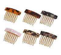 Jieunnxx - Peine lateral de fibra de acetato de 6 piezas, accesorio pequeño de siete dientes, peine de flequillo, diadema de alfiler, accesorios de moda para mujeres y niñas, multicolor