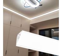 Jievmrs Perfil Aluminio TiraLed Perfil de Aluminio LED de 1 m a 30 m con Difusor, Perfil de Cornisa para Tiras LED, Perfil de Techo para Iluminación de Zócalo(White,3.3ft/1m)