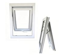 Jievmrs Ventana Ventana Abatible con Manilla Giratoria, Ventanas de Cobertizo con Marco de Aluminio Blanco para Sótano, Ventanas Empotradas para Casas Móviles/Almacenes(35x100cm/14x40in)