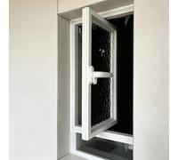 Jievmrs Ventana Ventana para Sótano con Vidrio Templado, Ventanas de Ventilación Giratorias de 360° para Baño, Mosquitera de Montaje Empotrado para Ventanas de Reemplazo(White,16x18in/40x45cm)