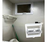 Jievmrs Ventana Ventanas Giratorias para Baño, Ventana Pequeña Moderna y Minimalista con Manilla Giratoria, Ventanas de Reemplazo de Un Solo Panel con Marco de Aluminio(34x16in/85x40cm)