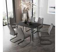 jiexi Silla de comedor moderna, respaldo alto, patas voladizas (gris 6 sillas, talla única)