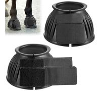JIEYAO 1 par de botas de campana de caballo negras, botas de cuidado de caballos de doble bloqueo, botas de goma sin frotar para caballos, gancho y bucle de envoltura rápida para protección contra el