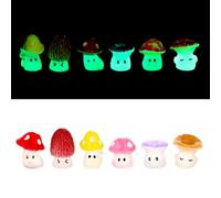 JIEYAO 12 estatuas luminosas de resina de dibujos animados de hongos para decoración, mini estatua de hongos en miniatura, accesorios de jardín de hadas utilizados en habitaciones, patios, jardines en