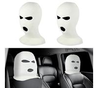 JIEYAO 2 Divertidas Fundas para Reposacabezas De Coche, Máscara Personalizada para Asiento De Coche Sombrero Divertido para Protección De Gorros De Asiento De Coche La Mayoría De Coches (Blanco)
