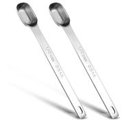 JIEYAO 2 piezas cuchara medidora de acero inoxidable 2,5 ml cucharadita 1/2 TSP mango largo rectangular simple mini cuchara de café cuchara de especias cuchillo de cocina
