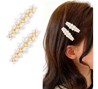 JIEYAO 2 pinzas para el pelo pequeñas con perlas, elegantes pasadores franceses para el pelo, elegantes pasadores de boda, novia, accesorios para bodas, fiestas, uso diario