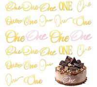JIEYAO 24 piezas One Cake Topper 1er Cumpleaños Happy Birthday Decoración de Cumpleaños Niña Niño Pastel Decoración Oro Acrílico Decoración para Tortas Decoración para Baby Shower 1 Año Cumpleaños