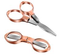 JIEYAO 2pz Tijeras Plegables, Mini Tijeras Tijeras Plegables Portátiles Tijeras Artesanales Telescópicas De Acero Inoxidable con Agujero para Llavero Tijeras De Viaje De Seguridad (oro rosa)