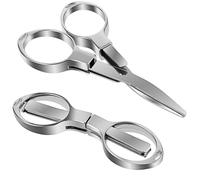 JIEYAO 2pz Tijeras Plegables, Mini Tijeras Tijeras Plegables Portátiles Tijeras Artesanales Telescópicas De Acero Inoxidable con Agujero para Llavero Tijeras De Viaje De Seguridad (plata)