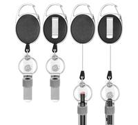 JIEYAO 4 unidades de portalápices retráctiles para tirar, resistente presilla para bolígrafo con soporte para tarjetas de identificación, clip para cinturón, gran agarre, soporte universal para