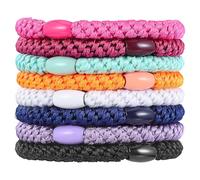JIEYAO 8 lazos elásticos para el cabello para mujeres y niñas, colores mixtos, soportes para coleta de caballo de tejido suave para cabello grueso y cabello rizado