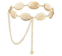 JIEYAO Cinturón de cadena de concho occidental, cadena de cintura de metal ajustable, cinturones bohemios de vaquera para mujer, atuendo de concierto de campo para vestido, Oro, Talla única