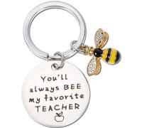 JIEYAO Llavero de reconocimiento del profesor - regalo de agradecimiento abeja «Du wirst immer Mein Lieblingsmafes» para graduación de cumpleaños