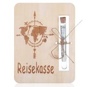 JIEYAO Regalos de dinero, cumpleaños, caja de viaje, regalo de dinero, embalaje de madera, regalo de dinero, tarjeta del mundo, regalo de boda, con tubos de ensayo y cuerda (caja de viaje)