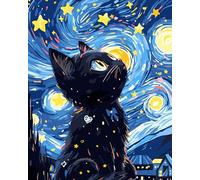 jieyisier Pintar por números gato adulto, pintura por números para principiantes de adultos, juego de pintura acrílica de animales con pinceles y colores, se puede utilizar como regalo, decoración del