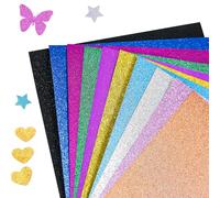 JIEYUCHU 10 Hojas Papel Purpurina, Cartulina Purpurina Colores A4, 10 Colores Atasco de Papel, 250 g/m², para Manualidades, Scrapbooking, Tarjetas de Felicitación