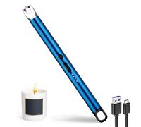 JIEYUCHU Encendedor Electrico, Encendedor Velas, Mechero Electrico USB Recargable Arco Electrico para Velas, Chimenea, Barbacoa, Camping (A-Azul Hielo)