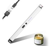JIEYUCHU Encendedor Electrico, Encendedor Velas, Mechero Electrico USB Recargable Arco Electrico para Velas, Chimenea, Barbacoa, Camping (B-Plata)
