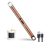 JIEYUCHU Encendedor Electrico, Encendedor Velas, Mechero Electrico USB Recargable Arco Electrico para Velas, Chimenea, Barbacoa, Camping (A-Oro Rosa)