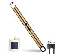 JIEYUCHU Encendedor Electrico, Encendedor Velas, Mechero Electrico USB Recargable Arco Electrico para Velas, Chimenea, Barbacoa, Camping (A-Oro Hielo)