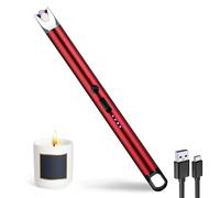 JIEYUCHU Encendedor Electrico, Encendedor Velas, Mechero Electrico USB Recargable Arco Electrico para Velas, Chimenea, Barbacoa, Camping (A-Rojo Hielo)
