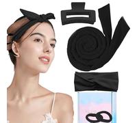 JIEYUCHU Rizador Sin Calor para Cabello, Heatless Hair Curlers Adecuado, Las Señoras Duermen Suave Rizador, para Cabellos Largos y Medios sin Dañar el Cabello (Negro)