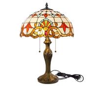 JIEZM Lámparas de mesa estilo barroco amarillo Tiffany de 40 cm, pantalla de vitral, base antigua para sala de estar, dormitorio, mesita de noche, lámpara de escritorio