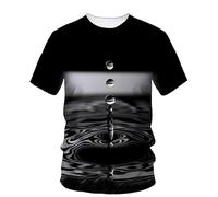 JIFENLI Hombre 3D Estampado Camiseta Camisetas con Estampado De Gotas De Agua Originales De Verano para Hombre Casual Creativo Estilo Simple Camisetas De Manga Corta con Cuello En O Estampa