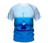 JIFENLI Hombre 3D Estampado Camiseta Camisetas con Estampado De Gotas De Agua Originales De Verano para Hombre Casual Creativo Estilo Simple Camisetas De Manga Corta con Cuello En O Estampa
