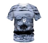 JIFENLI Hombre 3D Estampado Camiseta Camisetas con Estampado De Gotas De Agua Originales De Verano para Hombre Casual Creativo Estilo Simple Camisetas De Manga Corta con Cuello En O Estampa