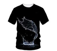 JIFENLI Hombre 3D Estampado Camiseta Camisetas con Estampado De Gotas De Agua Originales De Verano para Hombre Casual Creativo Estilo Simple Camisetas De Manga Corta con Cuello En O Estampa