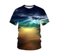JIFENLI Hombre 3D Estampado Camiseta Fotografía De Verano Paisaje Al Aire Libre Perro De Caza Motocicleta Camiseta Unisex Con Impresión Digital 3D Cuello Redondo Manga Corta Suelta Elástica Media Mang