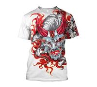 JIFENLI Hombre 3D Estampado Camiseta Japón Samurai Hannya Oni Máscara Patrón De Serpiente Camisetas Impresas En 3D Hombres Mujeres Camiseta De Manga Corta De Gran Tamaño