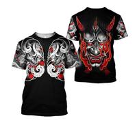 JIFENLI Hombre 3D Estampado Camiseta Japón Samurai Hannya Oni Máscara Patrón De Serpiente Camisetas Impresas En 3D Hombres Mujeres Camiseta De Manga Corta De Gran Tamaño