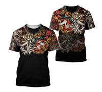 JIFENLI Hombre 3D Estampado Camiseta Japón Samurai Hannya Oni Máscara Patrón De Serpiente Camisetas Impresas En 3D Hombres Mujeres Camiseta De Manga Corta De Gran Tamaño