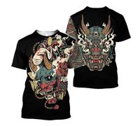 JIFENLI Hombre 3D Estampado Camiseta Japón Samurai Hannya Oni Máscara Patrón De Serpiente Camisetas Impresas En 3D Hombres Mujeres Camiseta De Manga Corta De Gran Tamaño