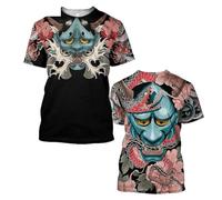 JIFENLI Hombre 3D Estampado Camiseta Japón Samurai Hannya Oni Máscara Patrón De Serpiente Camisetas Impresas En 3D Hombres Mujeres Camiseta De Manga Corta De Gran Tamaño