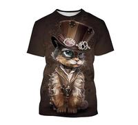 JIFENLI Hombre 3D Estampado Camiseta Moda De Verano Diversión Animal Camisetas Gráficas De Gatos Hombre Funny Hip Hop Harajuku Camisetas Estampadas Tops con Cuello En O
